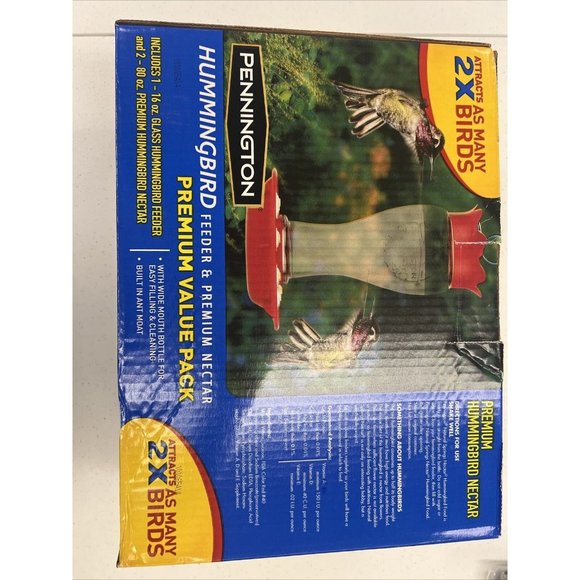 Pennington Glass Hummingbird Feeder & 2 packs of 80oz Nectar - Picture 4 of 6